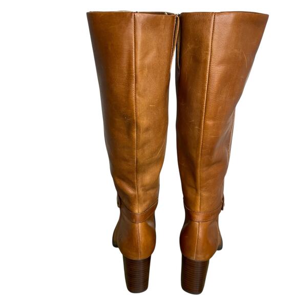 Born Ellendale knee-high Boots Size 7 Cognac Tan Leather Block Heel Chic New - Picture 8 of 15